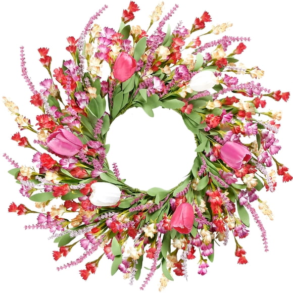 Corona Sggvecsy para primavera y verano, 56 cm, flor artificial colorida