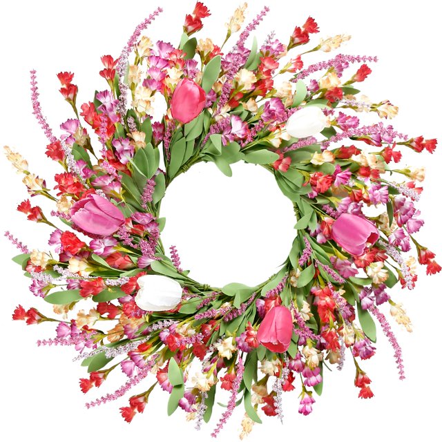 Corona Sggvecsy para primavera y verano, 56 cm, flor artificial colorida
