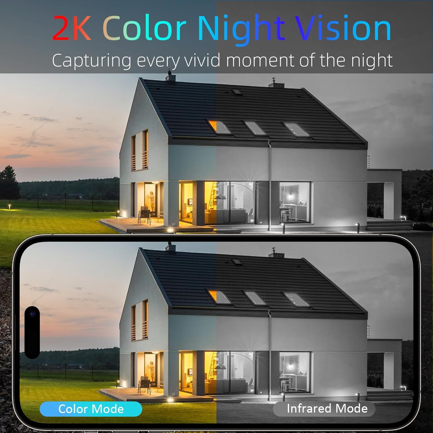 RICHCHO 3Pack Security Cameras Wireless Outdoor 2K Wireless Cameras for Home Security With AI Motion Detection, Color Night Vision, 2-Way Talk, Supports Alexa