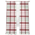 thumbnail image 3 of Retro Christmas Red Green Tartan Plaid Chiffon Sheer Curtains 84 Inches Long, Retro Farm Lattice 2 Rod Pocket Window Treatment Voile Drapes Curtains for Living Room Bedroom,2 Panels, 52x84In, 3 of 9