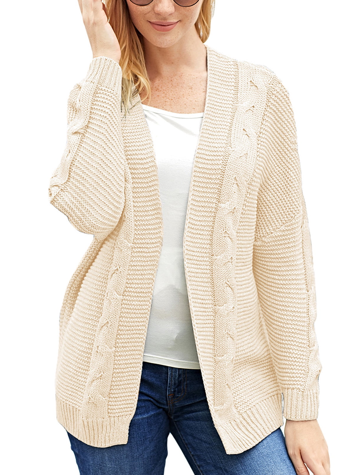 Womens Fine Knit Stretchy Jumper Ladies Warm Plain Open Front Cardigan Top 