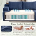 thumbnail image 4 of 146" Oversized U-Shaped Modular Sectional Sleeper Sofa, 5-Seat Convertible Couch with 8 Pillows, Corduroy Upholstery, Magazine Pocket, Blue, 4 of 11