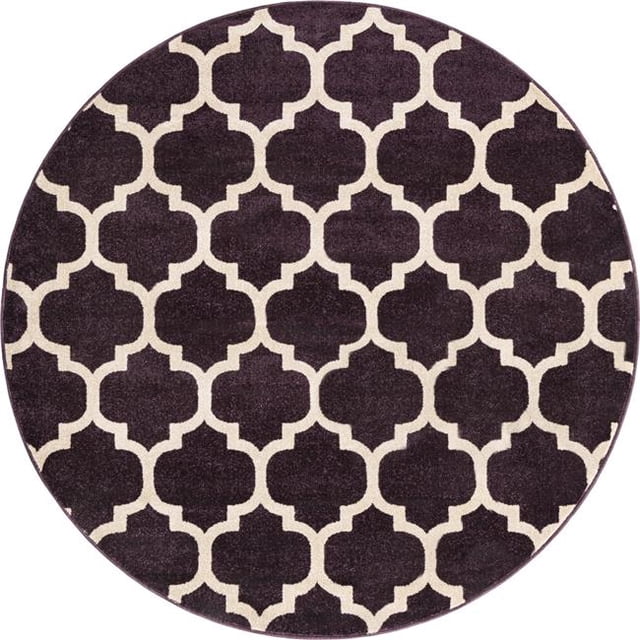 Unique Loom 3115927 6 x 6 ft. Philadelphia Trellis Round Rug, Dark Purple