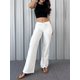 thumbnail image 2 of Pantalón de mujer sólido con bolsillo inclinado, cintura baja, pierna acampanada sin cinturón, blanco, extragrande, 2 of 5