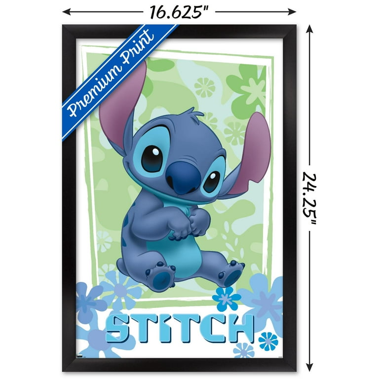 Trends International Disney Lilo and Stitch - Stitch Feature Series Framed Wall Poster Prints Mahogany Framed Version 14.725 x 22.375