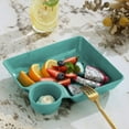thumbnail image 6 of Plastic Food Tray with Sauce Compartment | Durable Dumpling Plate, Fries & Snack Server | Integrated Ketchup Holder for Dips | Easy Clean, Stackable | 1 Piece, 7.2x7.2 in, 6 of 6