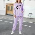 thumbnail image 2 of Women's Sweatsuits 2 Piece Game Day Football Print Hooded Track Suits Long Sleeve Fashion Travel Outfit Winter Clothes, 2 of 4
