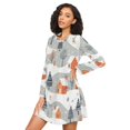 thumbnail image 3 of FORMRS Womens Long Sleeve Nightgowns Crew Neck Sleep Shirt Soft Pajamas Sizes S-3XL, Cartoon Orange Houses, 3 of 8