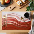 thumbnail image 2 of Red Waves Abstract Placemats Set of 8, Modern Fluid Water Ripple Striped Placemats for Dining Table, Place Mats for Kitchen Tabletop, Waterproof Wipeable Dining Table Mats Set, 2 of 9