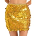 thumbnail image 2 of Kaerm Women's Girls Shiny Sequin Mini Skirt Glitter High Waist Bodycon Miniskirt Gold M, 2 of 6