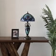 thumbnail image 5 of Tiffany Table Lamp Green Blue Stained Glass Shade And Base LED Bulbs Included Liaison Lamp for Living Room Bedroom Bedside 12"W*12"D*22"H, 5 of 8