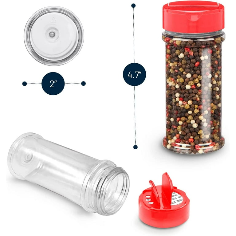 12 Pack 5.5 Oz Plastic Spice Jars with Red Cap Clear and Safe Plastic Bottle Containers with Shaker Lids for Storing Spice Herbs and Seasoning Powders BPA Free Made in USA Walmart