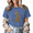 Blue-1, variant on Women's Vintage Washed Sitting Leopard Graphic Tee Summer Casual Crewneck Top