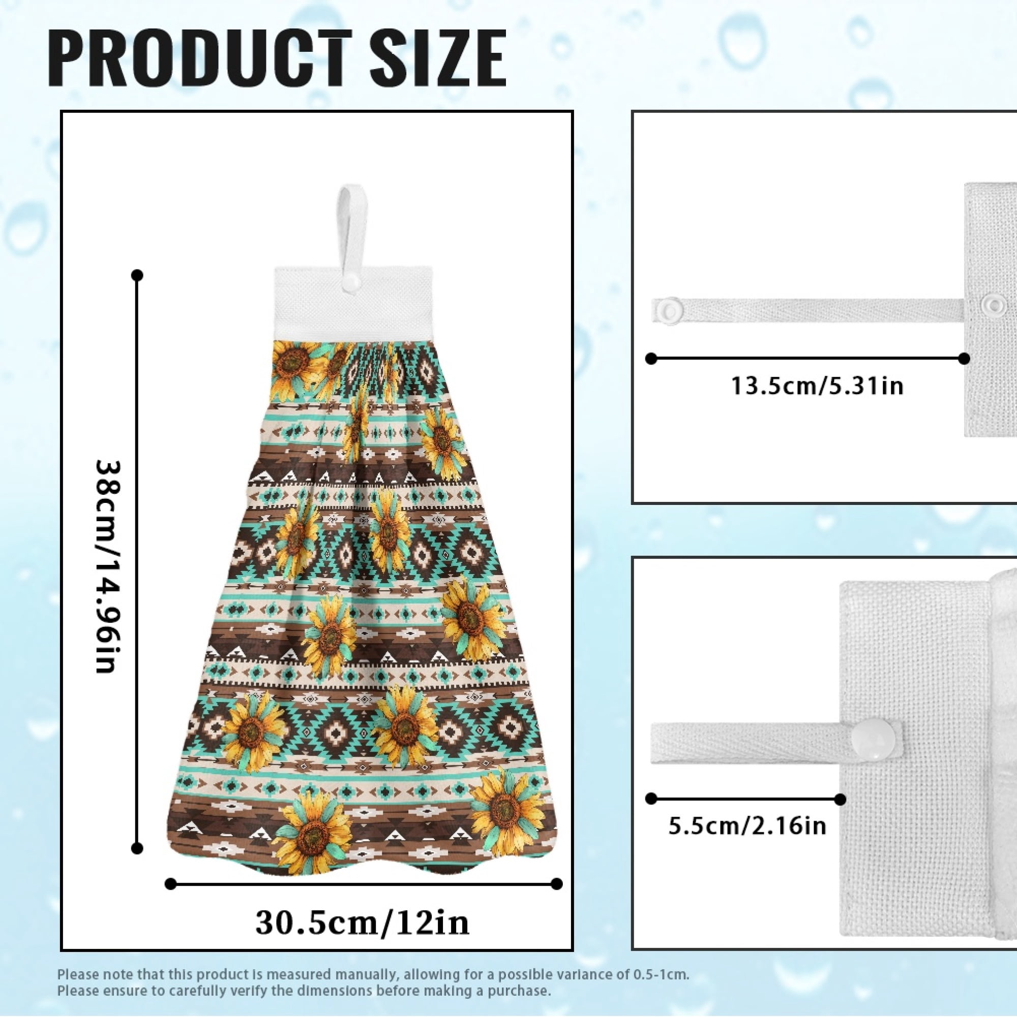 ZIATUBLE Aztec Southwest Dish Towel Hand Towels Sunflower Hanging Hand Towels with Loop 3 Pcs Easy to Clean Hanging Dish Towels Dish Cloths Soft Hand Towels Hanging Loops Kitchen Bathroom