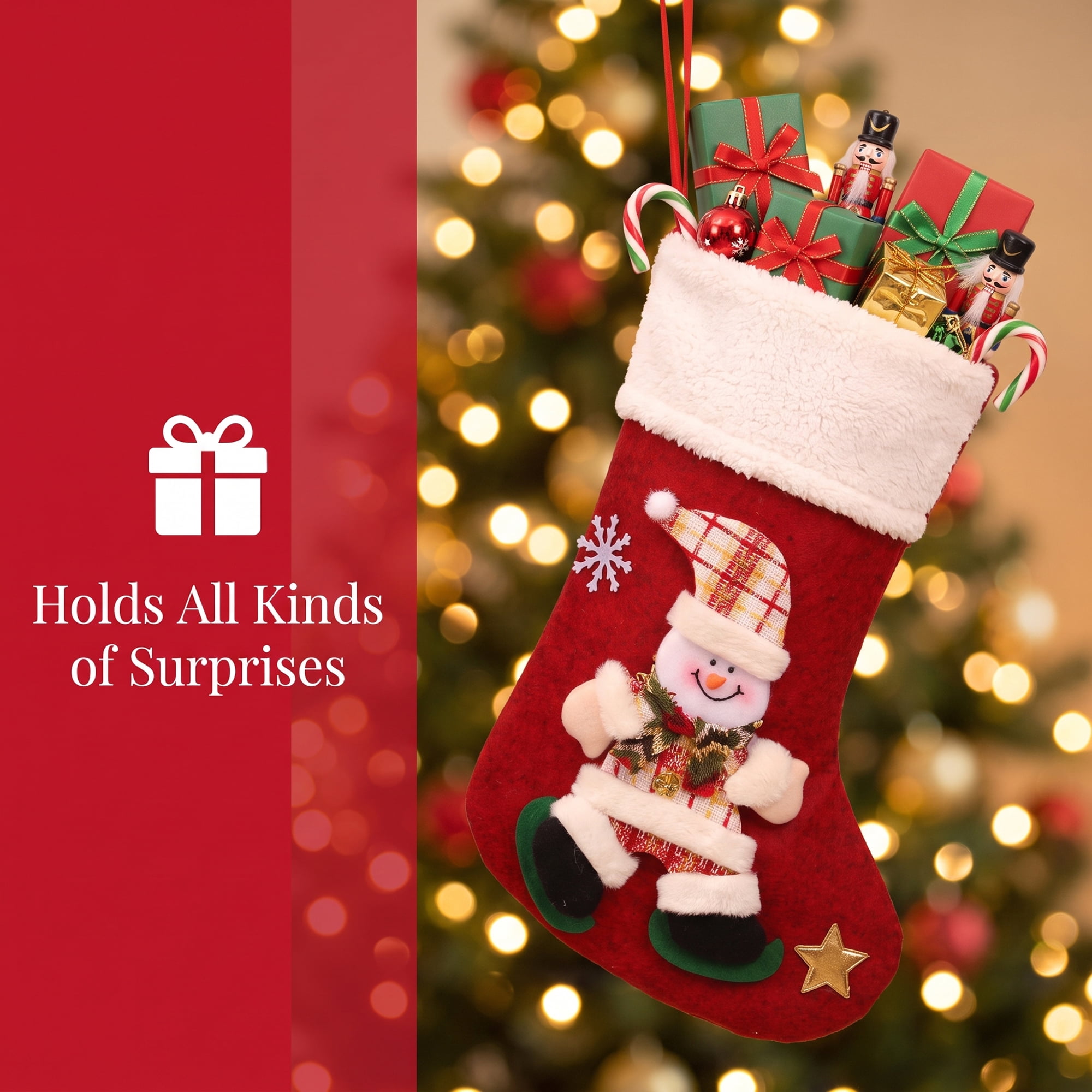 Unique Bargains Adorable Mascot Christmas Stockings Cozy Winter Living Accents Snowman 16"