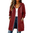 thumbnail image 2 of WULMLEO Long Hoodies Women Lined Long Sleeve Full Zip Up Hooded Sweater Coat Casual Lightweight Sweatshirts Plus Size 2026 Jacket with Pocket Red 5XL, 2 of 9