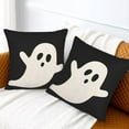 thumbnail image 3 of Halloween Pillow Covers 18X18 Inch Set of 2 Black White Ghost Decor Throw Pillow Covers Halloween Cushion Cases Farmhouse Decorative Outdoor Pillow Covers for Couch Home Sofa Living Room, 3 of 5
