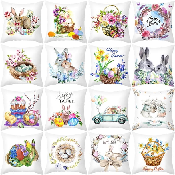 Almohada De Huevo De Conejo De Pascua, Decoraciones Para El Hogar De Pascua, Funda De Almohada Cuadrada Duradera Para Sofá, Librería, Fiesta Speravity HA044715-03