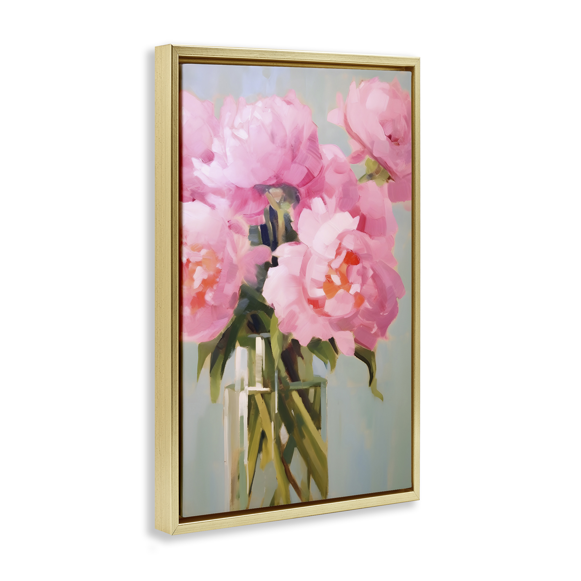 Stupell Industries Blush Pink Roses Botanical & Floral Painting Gold Floater Framed Art Print Wall Art, 17 x 25