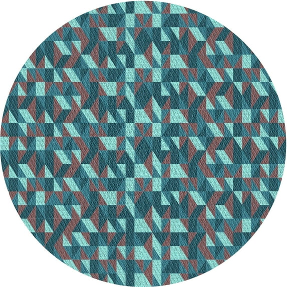 Ahgly Company Machine Washable Indoor Round Transitional Macaw Blue Green Area Rugs, 7' Round