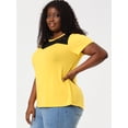 thumbnail image 4 of Top de talgrande pamujer, mancorta, malhueca, informal, de encaje, pael dde mujer Amarillo XXL, 4 of 6