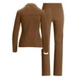 thumbnail image 4 of UAMVSH Women's 2 Piece Outfits Trendy Color Block Sweatsuit Full Zip up Jacket Top and Straight Leg Sweatpants Tracksuit Lounge Travel Sets(Large,Brown), 4 of 7
