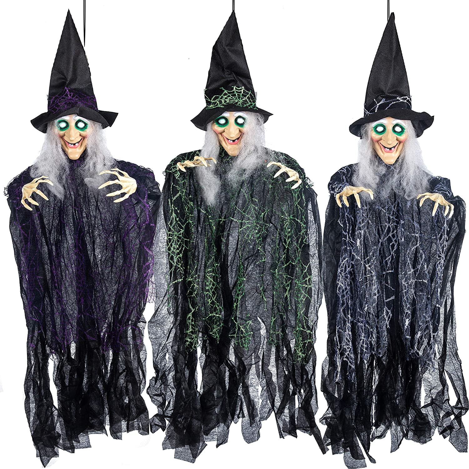 Set of 3 RAZ Imports 14 Inch Halloween Hanging Witch Decoration Figurines 