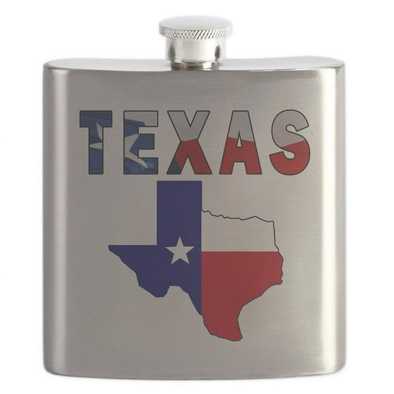 CafePress - Flag Map With Texas Flask - Stainless Steel Flask, 6oz Drinking Flask