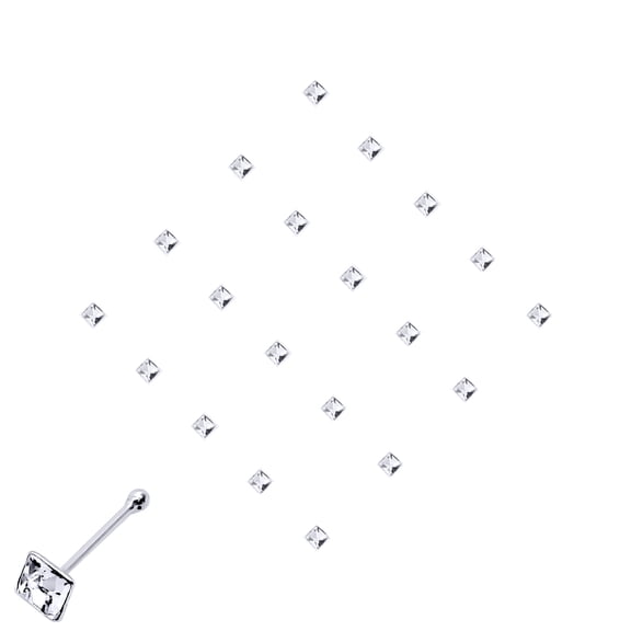 Silver Jewelco London Square CZ Nose Studs - Pack of 20 2mm