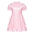 thumbnail image 2 of Vestido de travestismo para hombre, disfraz sexy para fiesta de juegos de rol, manga abullonada, cuello vuelto, lazo, volantes, ropa de dormir con manchas, 2 of 4
