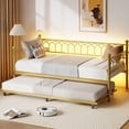 thumbnail image 2 of Metal Twin Daybed with Trundle, Built-In Charging Station & LED Lights, Pull-Out Sofa Bed Frame for Living Room, Guest Room, Apartments & Small Spaces, 2 of 9