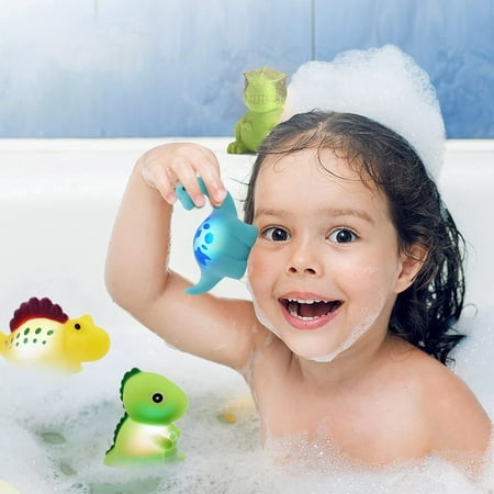 EIMELI 6Pcs Light up Dinosaur Bath Toys for Kids Color Changing Water Toy Floating Dinosaur Bath ...