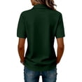 thumbnail image 4 of Polo Shirts Womens Short Sleeve V Neck Business Casual Tops Golf Collared 3 Buttons Summer Work Blouse Dark Green 2XL, 4 of 5