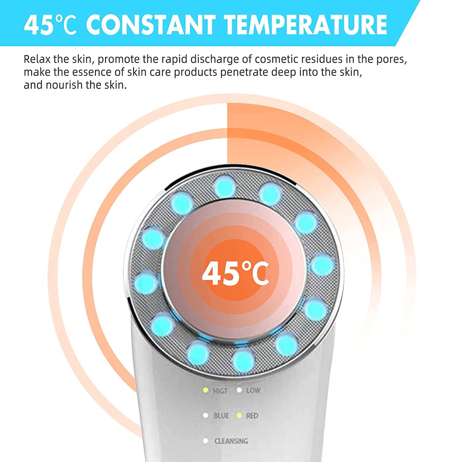 LNGOOR Face Massager 7 in 1 Skin Care Tools Red and Blue Light Therapy High Frequency Facial Machine Face Cleaner Lifting Machine Face Tightening Machine