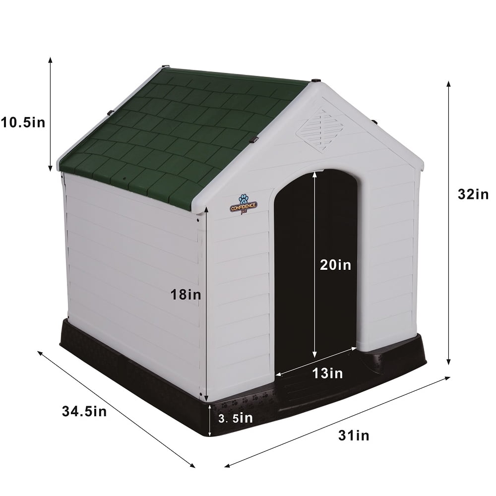 Confidence Fitness Large Dog Kennel, Outdoor, Plastic, Waterproof, Green