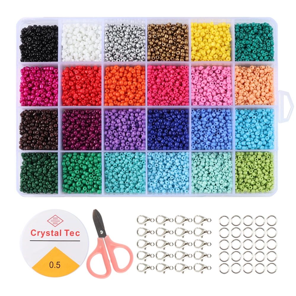 Threadart 12 Color Set of Glass Seed Beads - Size 12, Round 2mm - 10800  Beeds - 900 Beads Per Color