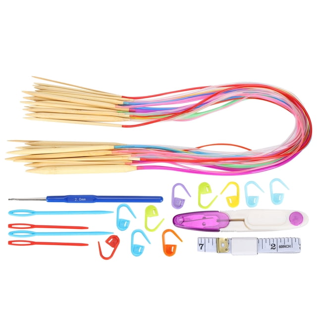 18Pcs Circular Needle DoublePointed Bamboo Color Tube Needlework Tool with Accessories Pack(80cm Accessories Pack )