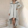 thumbnail image 2 of Wuxian Women Sweatshirt Zip Up Long Sleeve Hooded Dress Oversized Long Length Sweater Dress Winter Warm Soft Tunic Jacket With Pockets Casual Streetwear Outfit,GY2,M, 2 of 8