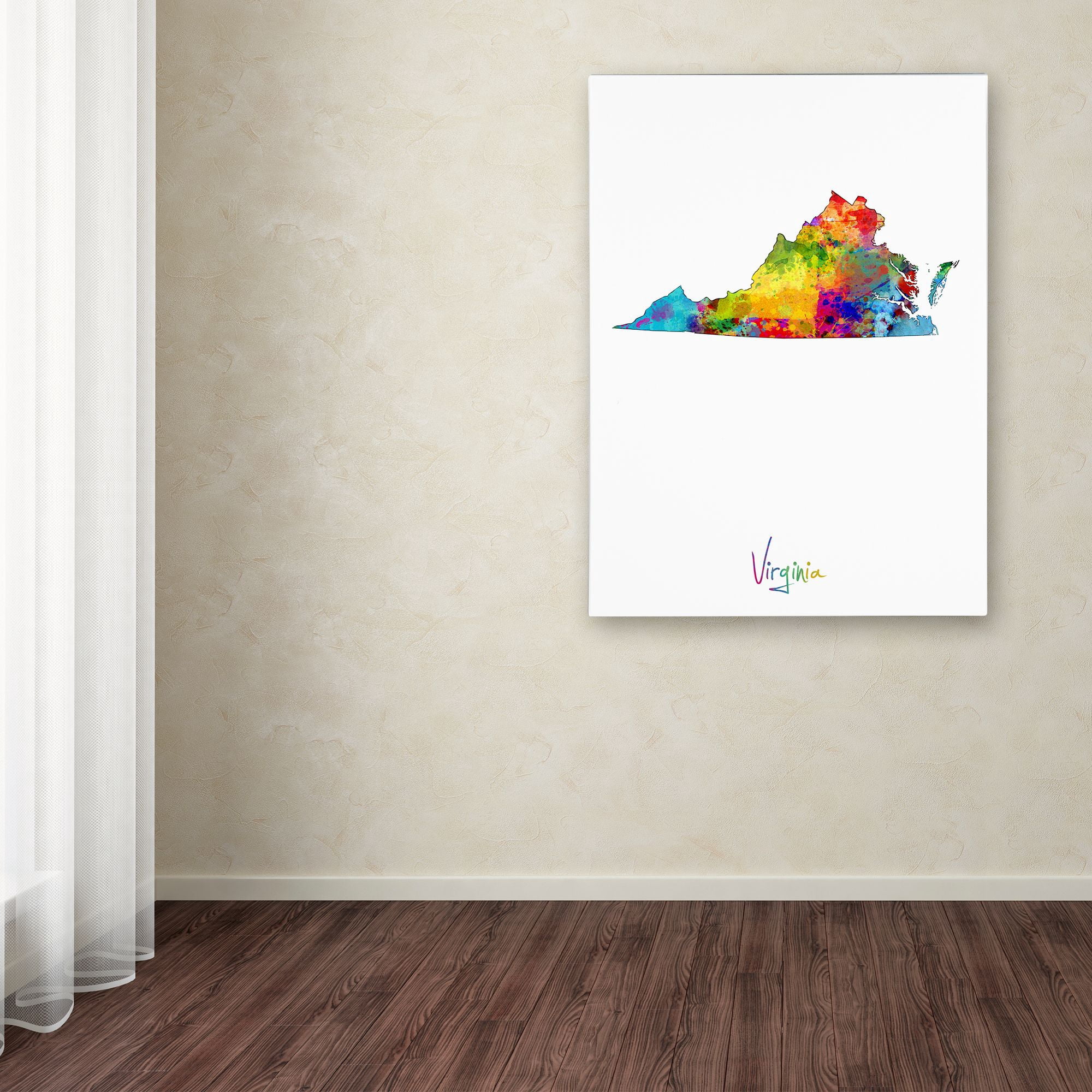 Trademark Fine Art "Virginia Map" Canvas Art by Michael Tompsett
