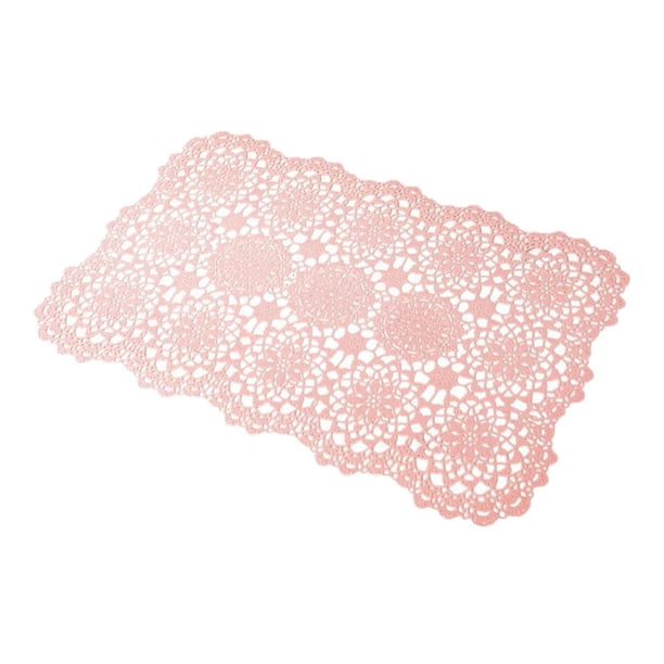 Mantel individual rectangular de PVC, posavasos para bebidas, decoración impermeable para cocina Rosado