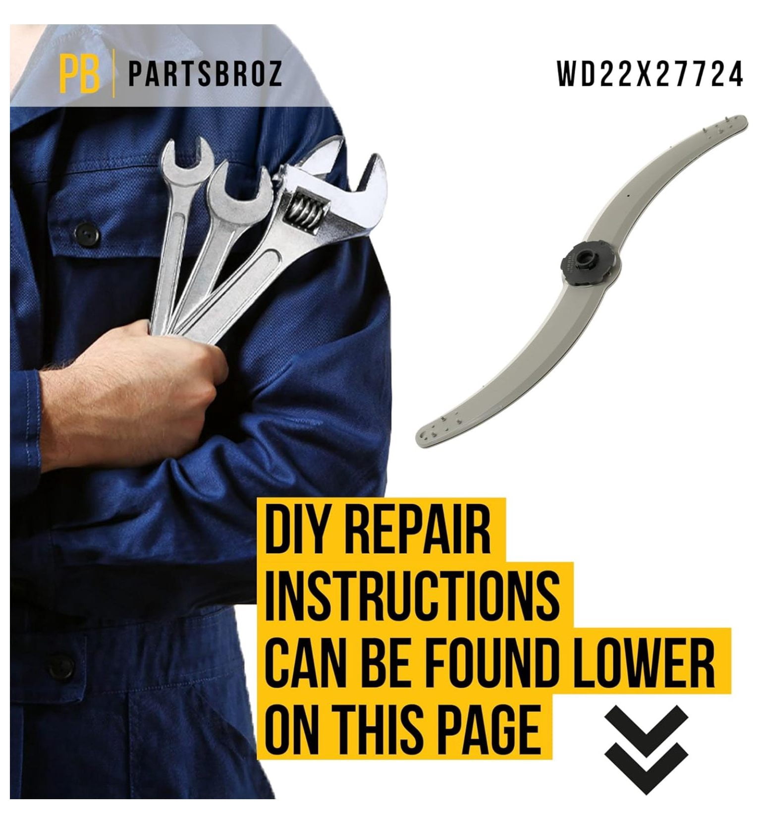 WD22X27724 WD22X33499 Dishwasher Lower Spray Arm - Compatible With Hotpoint - Replaces AP7219298 WD22X26621 WD22X10091 GDF550PSR3SS GDT530PGP5WW GDT530PSP4SS GDT550PYR3FS