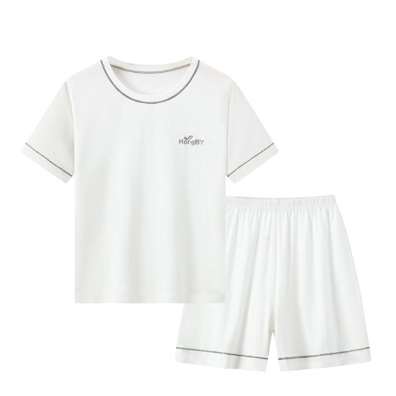 REDARER Kids Summer Soft Short Sleeve & Shorts 2PC Breathable Loungewear Pajama Set,6-7 Years