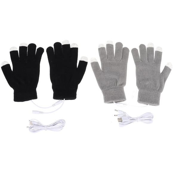 2 Pairs USB Heated Gloves Touchscreen Mitts Winter Hands Warmer for Men Women