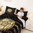 thumbnail image 4 of Manfei Camo Soccer Ball Flag Bed Sheets, Drip Sports Full Size Sheets, Brown Black, Black Reversible 4pcs (1 Flat Sheet, 1 Fitted Sheet and 2 Pillowcases), 4 of 6