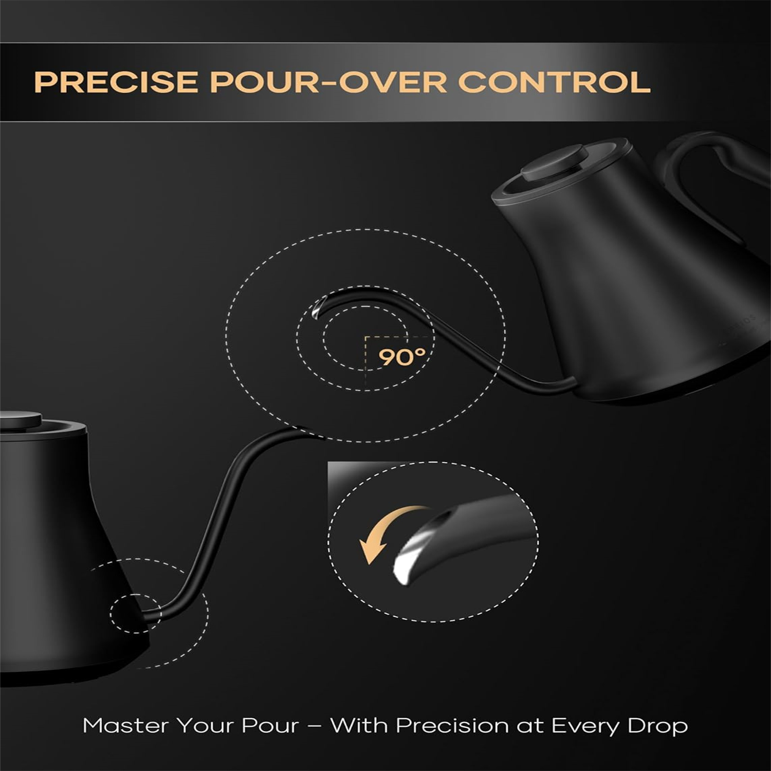 Electric Kettle, Gooseneck Electric Kettle, ±1℉ Temperature Control, Stainless Steel Inner, Quick Heating, for Pour Over Coffee, Brew Tea, Boil Hot Water