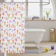 thumbnail image 3 of Manfei Kawaii Floral Bowtie Shower Curtain 72Wx72L,Cute Cartoon Themed Bathroom Curtain,White Pink, 3 of 5