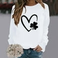 thumbnail image 3 of New & Trending!FUNUONY St Patricks Day Shirt Women's Fashionable Round Neck Casual Print Top Sweatshirt White L, 3 of 4