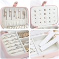 thumbnail image 5 of Caja de joyería para mujer, organizador de joyas de viaje, doble capa para collar, pendientes, anillos, estuche de joyería JFHHH pequeña, 5 of 5