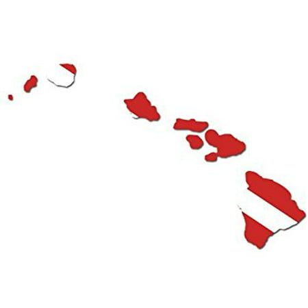 Hawaii Islands Shaped Scuba Dive Flag Sticker Decal (hawaiin diving) Size: 4.5 x 7
