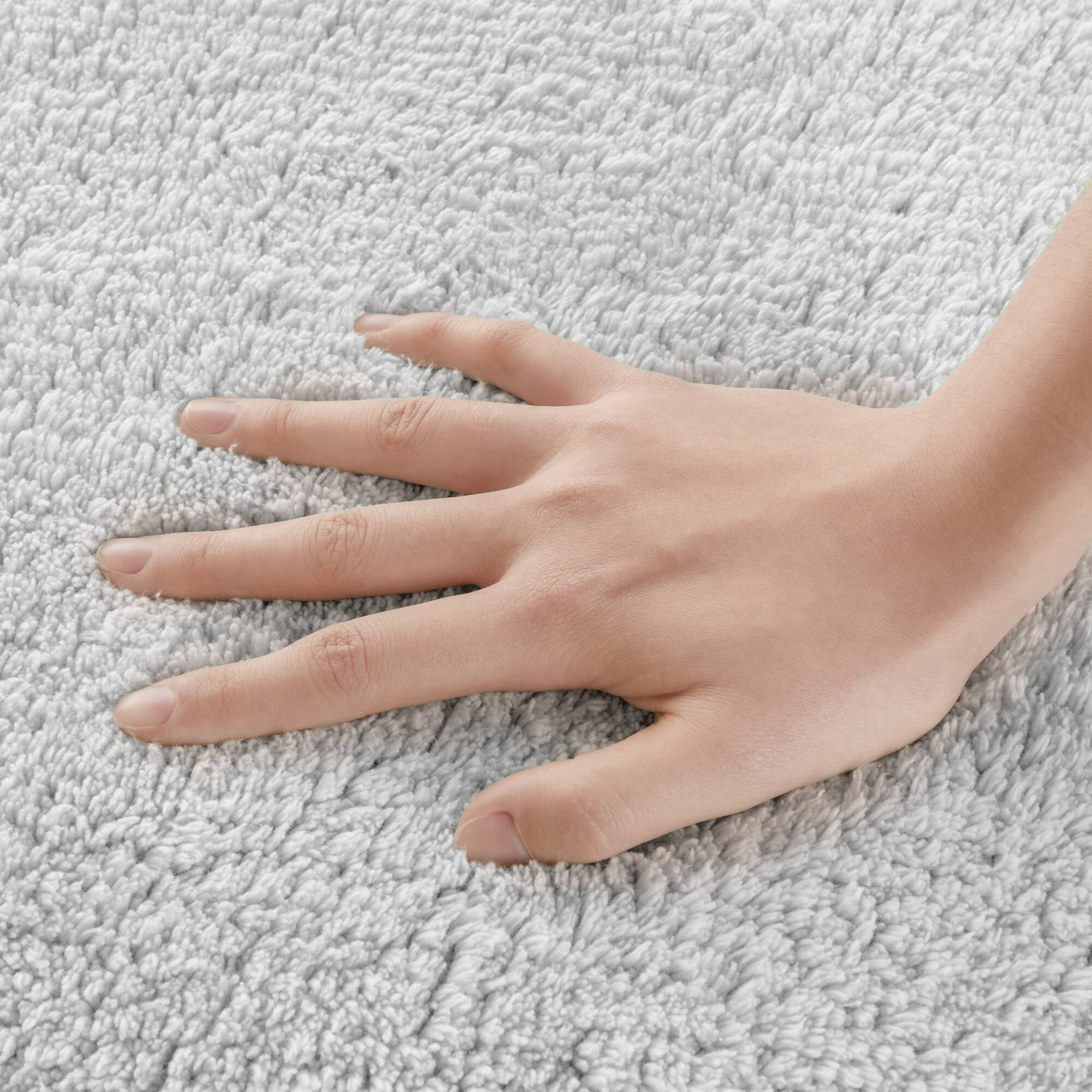 24x44 Inches Reversible Bath Rug, 100% Cotton 3000 GSM Tufted Bath Mat, Grey Luxury Soft Plush Bathroom Rug for Bathroom Shower Floor Home Decor